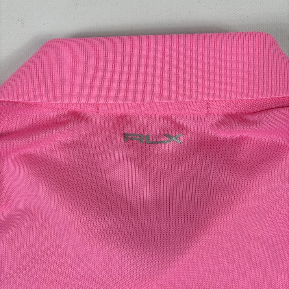Ralph Lauren RLX Polo Shirt Mens Medium Pink Golf PGA Harbor Shores - Picture 10 of 11